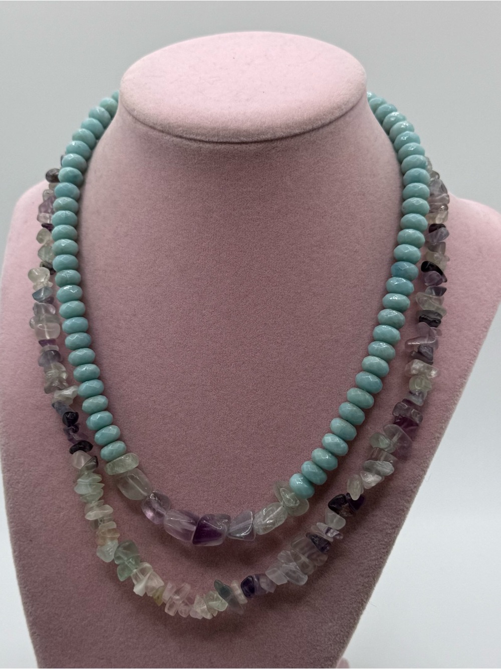 Set of two Handmade Fluorite Beaded Women’s Necklace